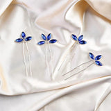 4PCS Crystal Silver Hair Pins Wedding Bridal Head Ornament