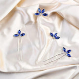 4PCS Crystal Silver Hair Pins Wedding Bridal Head Ornament