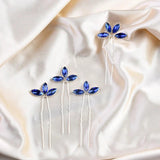 4PCS Crystal Silver Hair Pins Wedding Bridal Head Ornament