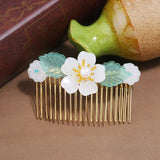 Chinese Colored Glaze Flower Hair Comb Retro Hair Accessory