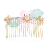Chinese Colored Glaze Flower Hair Comb Retro Hair Accessory