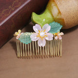 Chinese Colored Glaze Flower Hair Comb Retro Hair Accessory