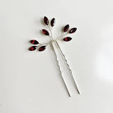Red Crystal Hair Pins Wedding Jewelry Head Ornament Tiara