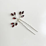 Red Crystal Hair Pins Wedding Jewelry Head Ornament Tiara