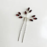 Red Crystal Hair Pins Wedding Jewelry Head Ornament Tiara