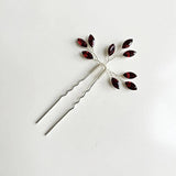 Red Crystal Hair Pins Wedding Jewelry Head Ornament Tiara