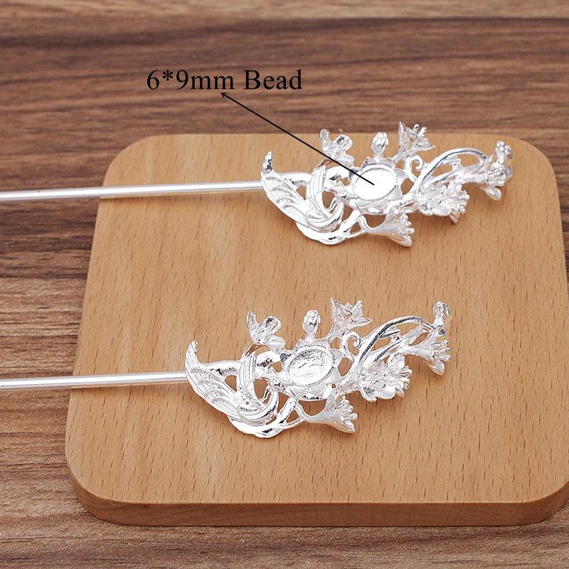 10 Chinese Hairpins Metal Hair Sticks DIY Jewelry Vintage Hairwear Accessories