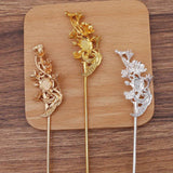 10 Chinese Hairpins Metal Hair Sticks DIY Jewelry Vintage Hairwear Accessories