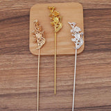 10 Chinese Hairpins Metal Hair Sticks DIY Jewelry Vintage Hairwear Accessories
