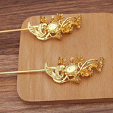 10 Chinese Hairpins Metal Hair Sticks DIY Jewelry Vintage Hairwear Accessories