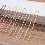 50pcs 75mm Wave U-shape Hair Forks Copper Hair Sticks Bun Hair Clip DIY Jewelry