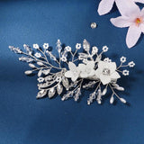 Silvery Leaf Crystal Hair Clip Wedding Head Jewelry Accessories