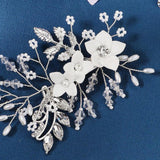 Silvery Leaf Crystal Hair Clip Wedding Head Jewelry Accessories