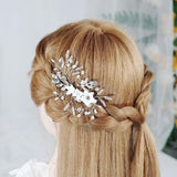 Silvery Leaf Crystal Hair Clip Wedding Head Jewelry Accessories