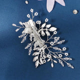 Silvery Leaf Crystal Hair Clip Wedding Head Jewelry Accessories