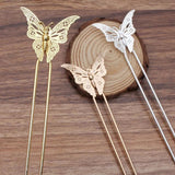 5 pcs Chinese Hairpins Hair Sticks Filigree Butterfly Hair Forks