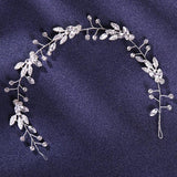 Leaf Silver Hair Vines Crystal Headbands