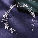 Leaf Silver Hair Vines Crystal Headbands