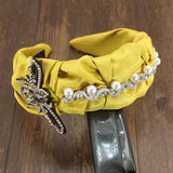 Baroque Vintage Rhinestone Pearl Bee Wide Headband
