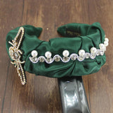 Baroque Vintage Rhinestone Pearl Bee Wide Headband