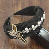 Baroque Vintage Rhinestone Pearl Bee Wide Headband