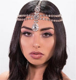 Crystal Water Drop Pendant Head Chain Bridal Wedding Rhinestone Hair Chain