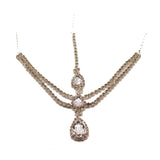Crystal Water Drop Pendant Head Chain Bridal Wedding Rhinestone Hair Chain