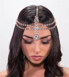 Crystal Water Drop Pendant Head Chain Bridal Wedding Rhinestone Hair Chain