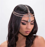 Crystal Water Drop Pendant Head Chain Bridal Wedding Rhinestone Hair Chain