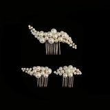 3PCS Pearl Hair Combs Bridal Ornament Tiara