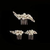 3PCS Pearl Hair Combs Bridal Ornament Tiara