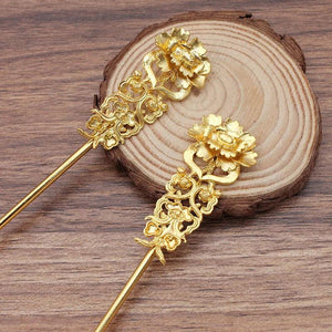 10 Pcs Copper Flower Hair Forks Hair Sticks DIY Bridal Wedding Jewelry