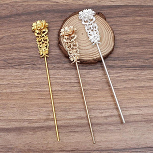 10 Pcs Copper Flower Hair Forks Hair Sticks DIY Bridal Wedding Jewelry