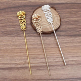 10 Pcs Copper Flower Hair Forks Hair Sticks DIY Bridal Wedding Jewelry