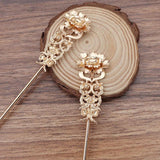 10 Pcs Copper Flower Hair Forks Hair Sticks DIY Bridal Wedding Jewelry
