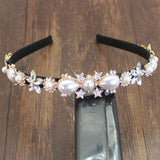 Vintage Rhinestone Pearl Flower Headdress Tiara Headpiece for Wedding