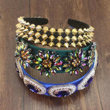 Bohemia Baroque Green Crystal Headband Wedding Hair Accessory