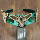 Bohemia Baroque Green Crystal Headband Wedding Hair Accessory