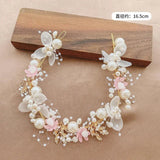 Pearl Hair Headdress Wedding Headband Flower Wreath Bride Garland Head Hoop