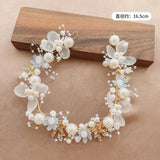 Pearl Hair Headdress Wedding Headband Flower Wreath Bride Garland Head Hoop