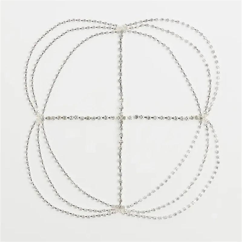 Crystal Rhinestone Headband with Tassel Hair Chain for Wedding Bridal
