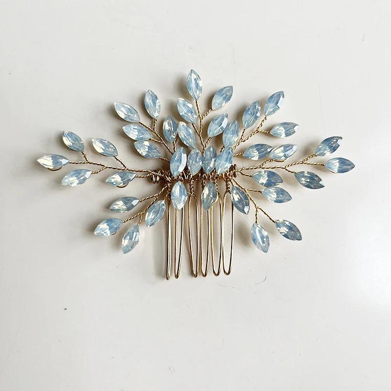 Crystal Women Hair Jewelry Combs Head Decoration Ornament Plant Style Bridal Tia