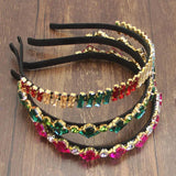 Green Pink Gem Baroque Headband Women's Crown