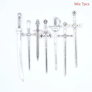Antique Knight Sword Charms for Jewelry Making DIY Necklace Pendant