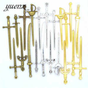 Antique Knight Sword Charms for Jewelry Making DIY Necklace Pendant