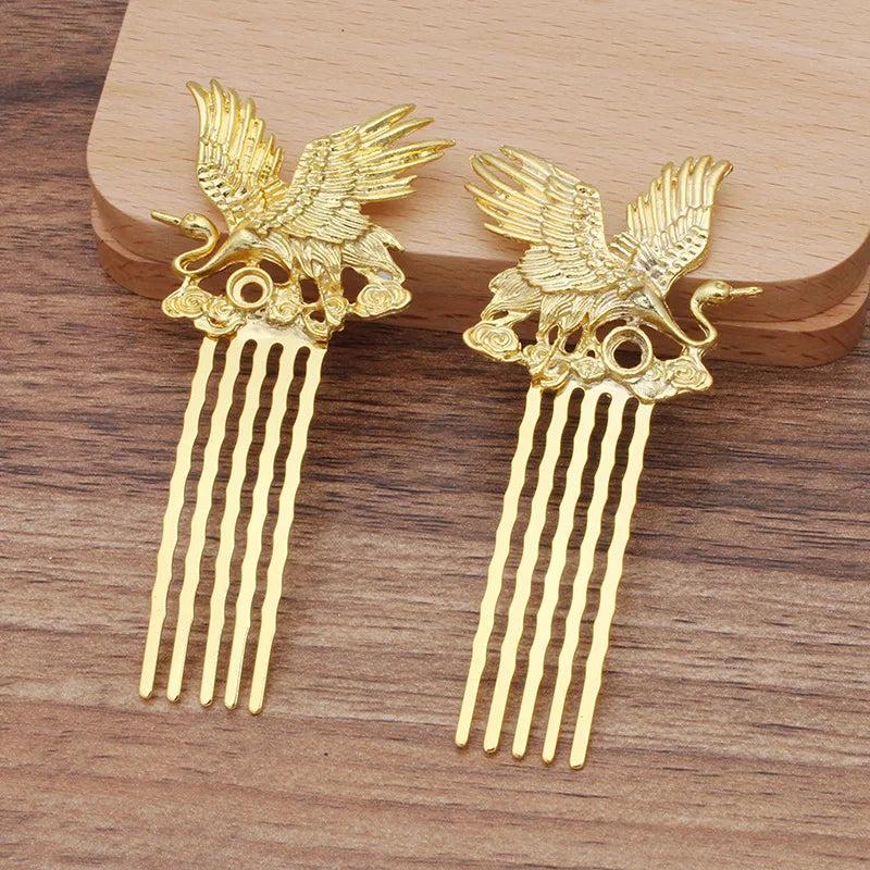 10Pcs Copper Filigree Hair Combs Inserted Comb Hair Accessories 5 Teeth