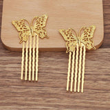 10 Pcs Copper Butterfly Hair Combs 50mm Bridal Headwear DIY Hair Accessori