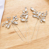 3PCS Silvery Crystal Bridal Hair Pins Flower Jewelry Accessories