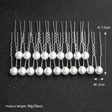 20PCS Pearl Hair Pins Bridal Hair Jewelry Silver Head Decoration