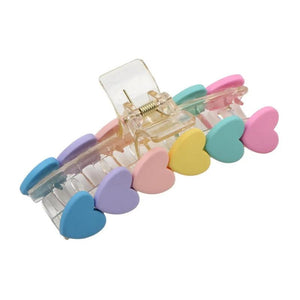 Colorful Heart Hair Clips for Women Plastic Gripper Hair Claws Barrette